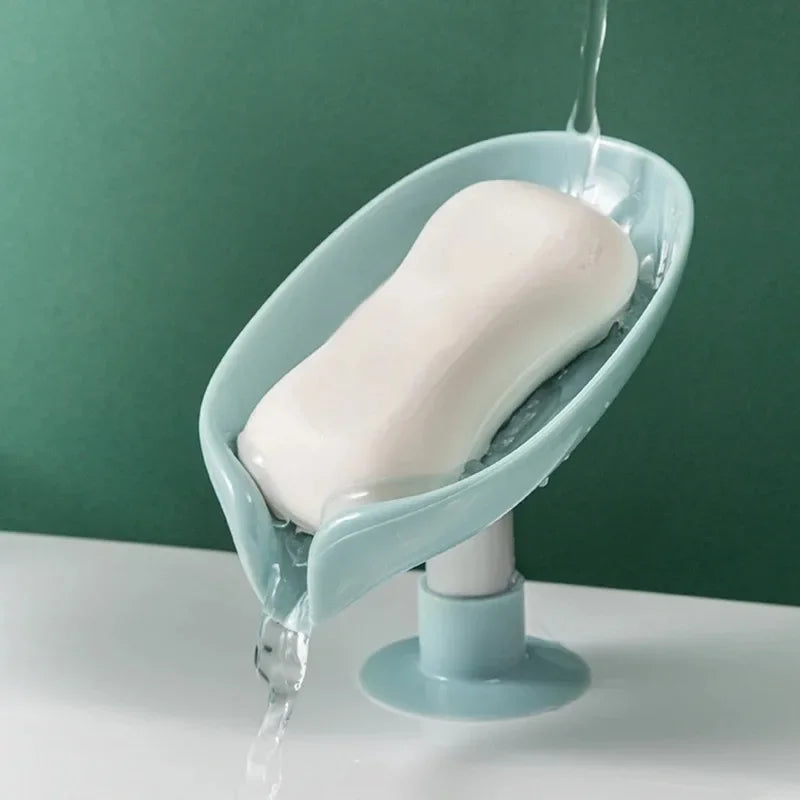 1Pcs Drain Soap Holder Leaf Shape Soap Box Suction Cup Tray Drying Rack for Shower Sponge Container Kitchen Bathroom Accessories